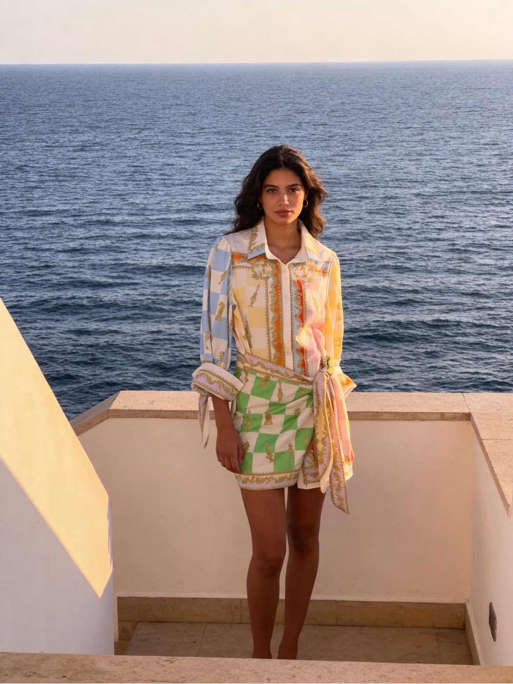 Multicolor Long Sleeve Dress — Pastel Yellow, Green, Blue, Pink